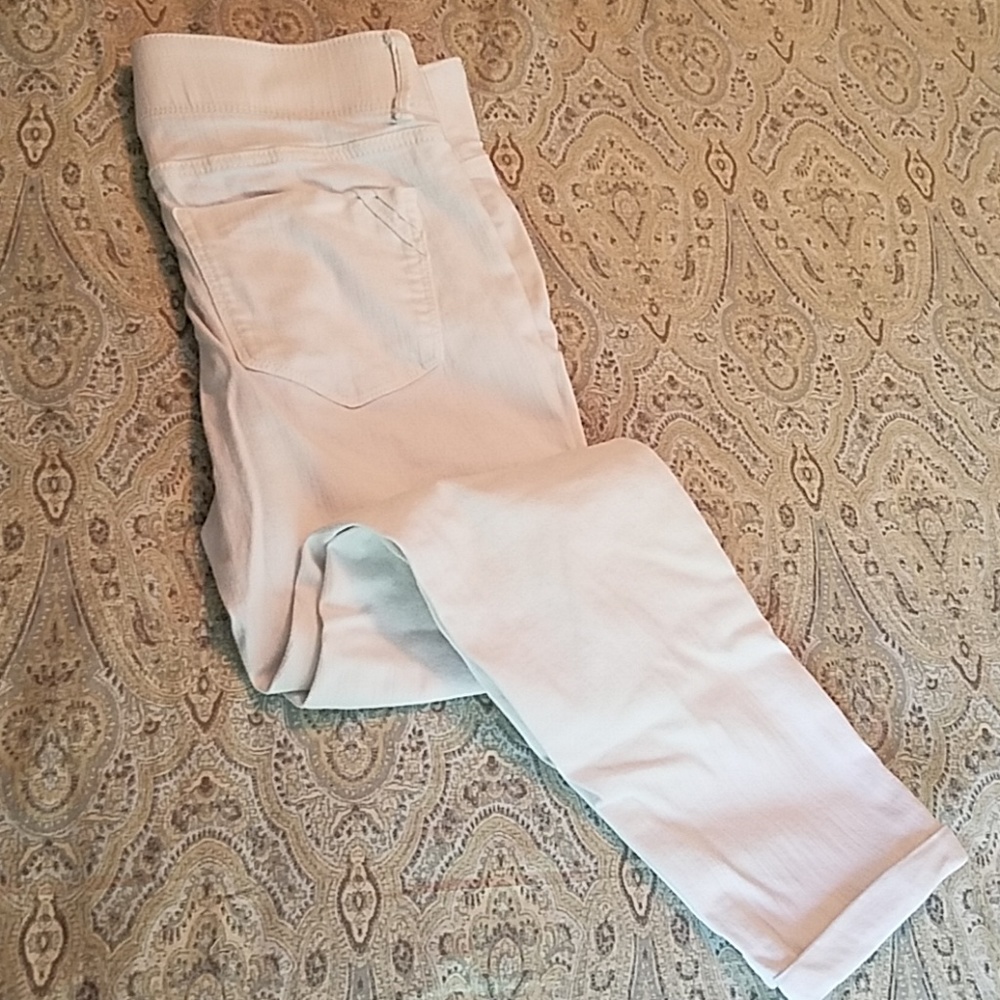 Stretch white denim capri jeggings